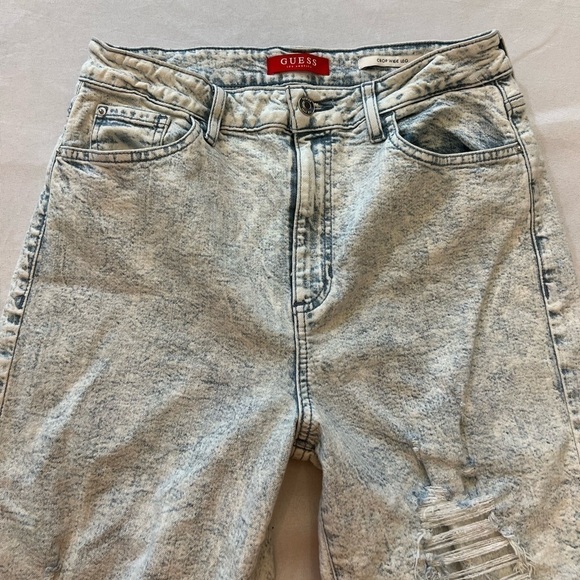 GUESS Y2K Vintage Crop Wide Leg Distressed Acid Wash Jeans, Size 30. - Picture 2 of 8